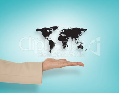 Composite image of female hand presenting map Composite image of female hand presenting map