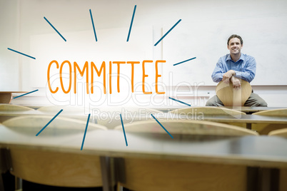 Committee against lecturer sitting in lecture hall