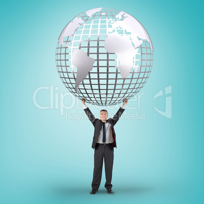 Composite image of businessman holding earth