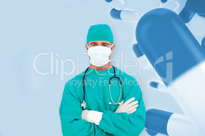 Composite image of portrait of an ambitious surgeon