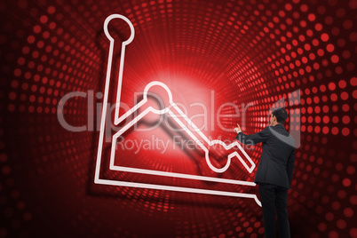 Composite image of graph and businessman pointing