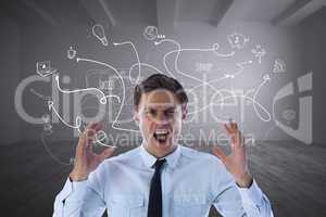 Composite image of angry businessman shouting