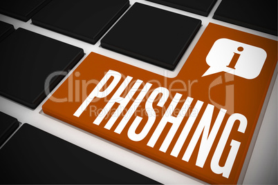 Phishing on black keyboard with orange key