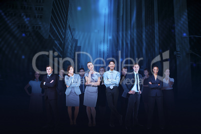 Business team against cityscape background