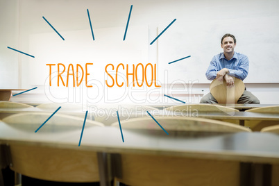 Trade school against lecturer sitting in lecture hall