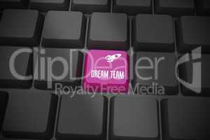 Dream team on black keyboard with purple key