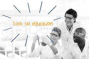 Back to education against scientists working in laboratory