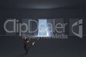 Composite image of gesturing businessman