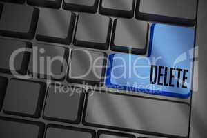 Delete on black keyboard with blue key