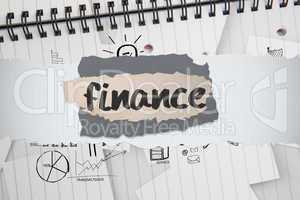 Finance against brainstorm doodles on notepad paper