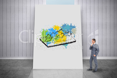 Composite image of thinking businessman