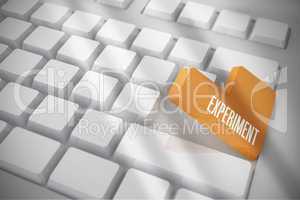 Experiment on white keyboard with orange key