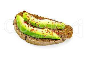 Sandwich with avocado and pepper