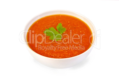 Soup tomato white bowl with pepper