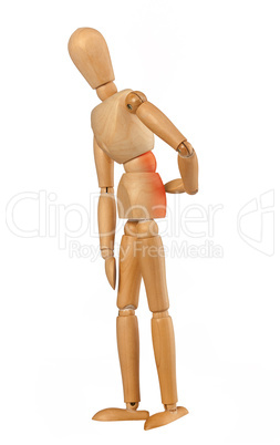 Wooden dummy with back pain
