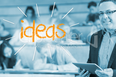 Ideas against lecturer standing in front of his class in lecture