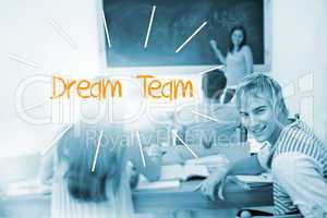 Dream team against students in a classroom
