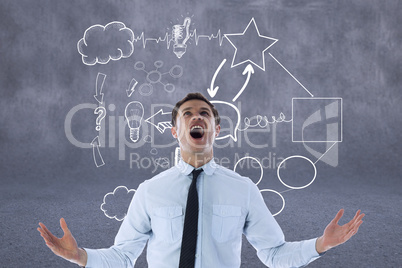 Composite image of shouting businessman