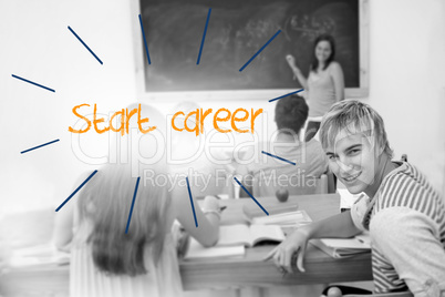 Start career against students in a classroom