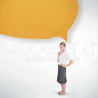 Thinking businesswoman with speech bubble