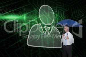 Composite image of businessman with businessman holding umbrella