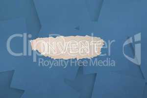 Invent against digitally generated blue paper strewn