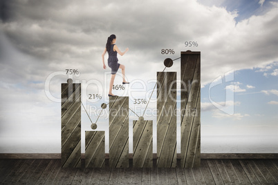 Composite image of businesswoman stepping up