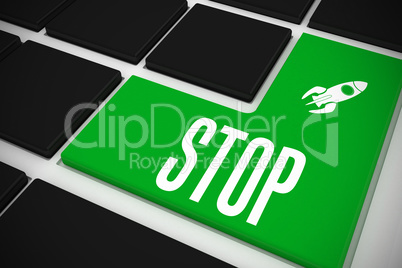 Stop on black keyboard with green key