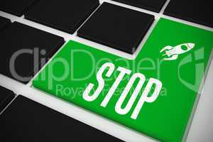 Stop on black keyboard with green key