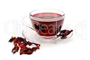 Tea hibiscus in glass cup