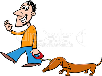 man with dachshund cartoon