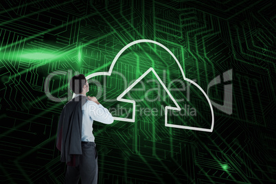 Composite image of cloud computing and businessman looking