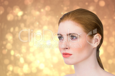 Composite image of beautiful redhead posing with hair tied