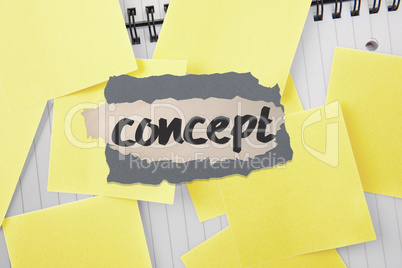 Concept against sticky notes strewn over notepad