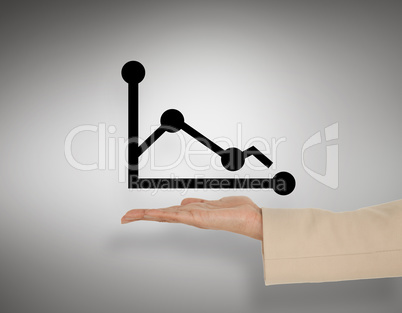 Composite image of female hand presenting graph