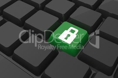 Composite image of lock on key