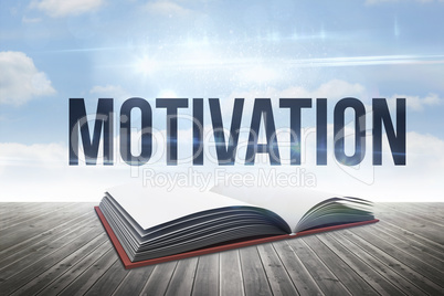 Motivation against open book against sky