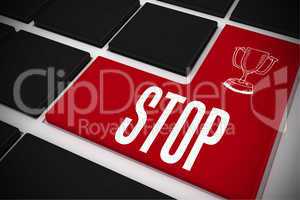 Stop on black keyboard with red key