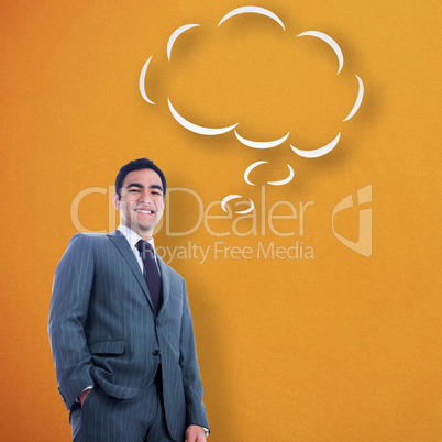Composite image of smiling businessman standing Composite image of smiling businessman standing
