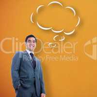 Composite image of smiling businessman standing