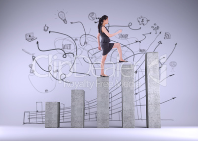 Composite image of businesswoman stepping up