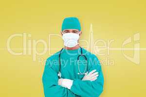 Composite image of portrait of an ambitious surgeon