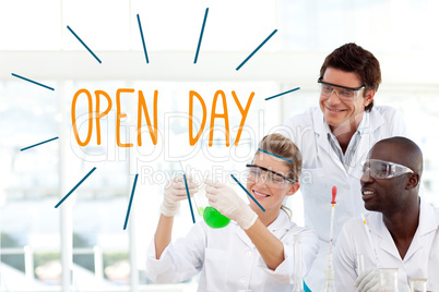 Open day against scientists working in laboratory