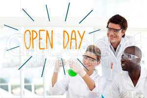 Open day against scientists working in laboratory