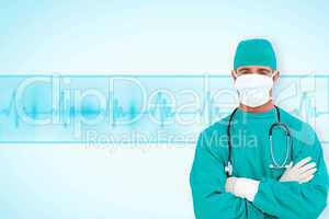 Composite image of portrait of an ambitious surgeon