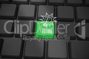 Future on black keyboard with green key