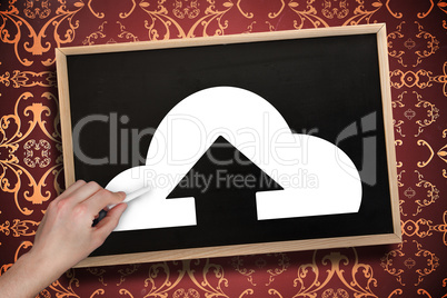 Composite image of hand drawing cloud computing with chalk