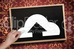 Composite image of hand drawing cloud computing with chalk