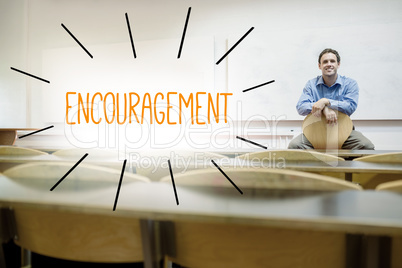 Encouragement against lecturer sitting in lecture hall
