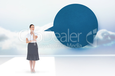 Composite image of pensive elegant businesswoman posing with spe